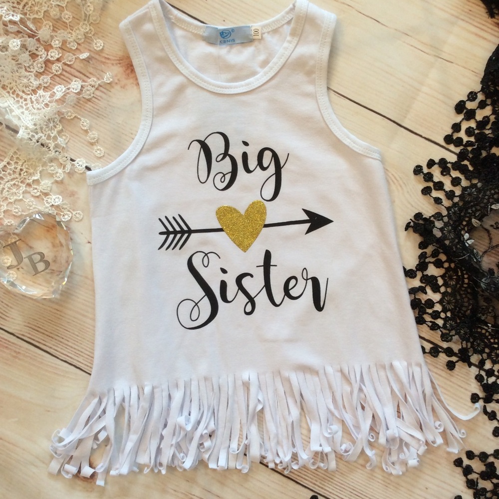 Girls BIG SISTER Fringed Top